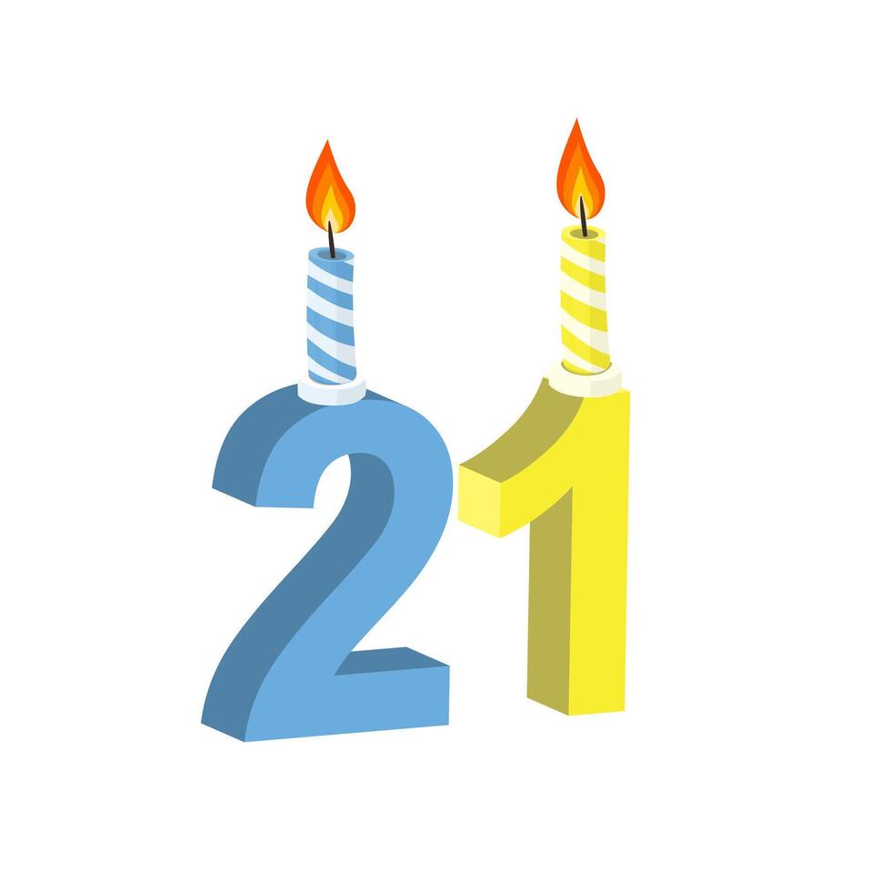 21st birthday. Anniversary celebration with a burning candle vector