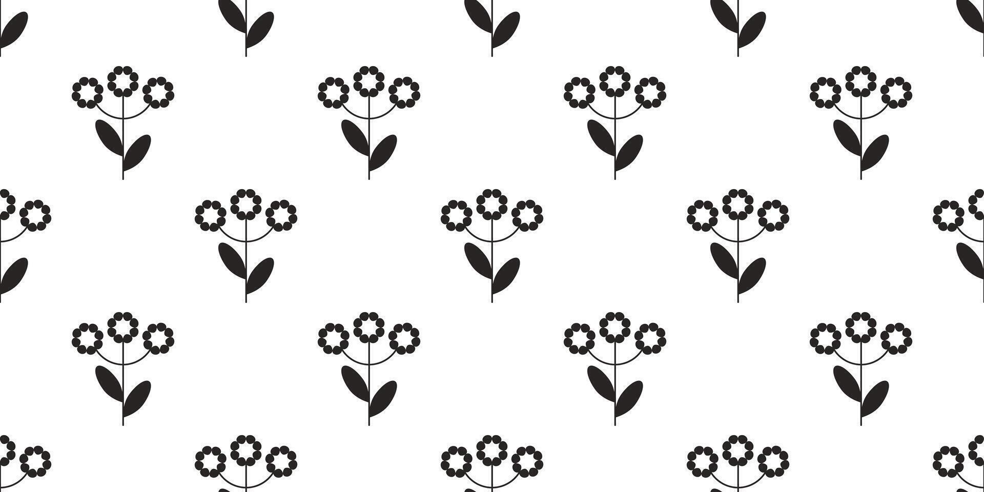 Seamless floral pattern. Hand drawn black illustration with abstract flowers vector