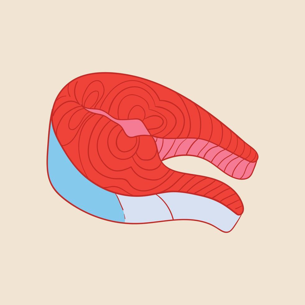 Fish Meat Slice Flat Design Cartoon Illustration vector