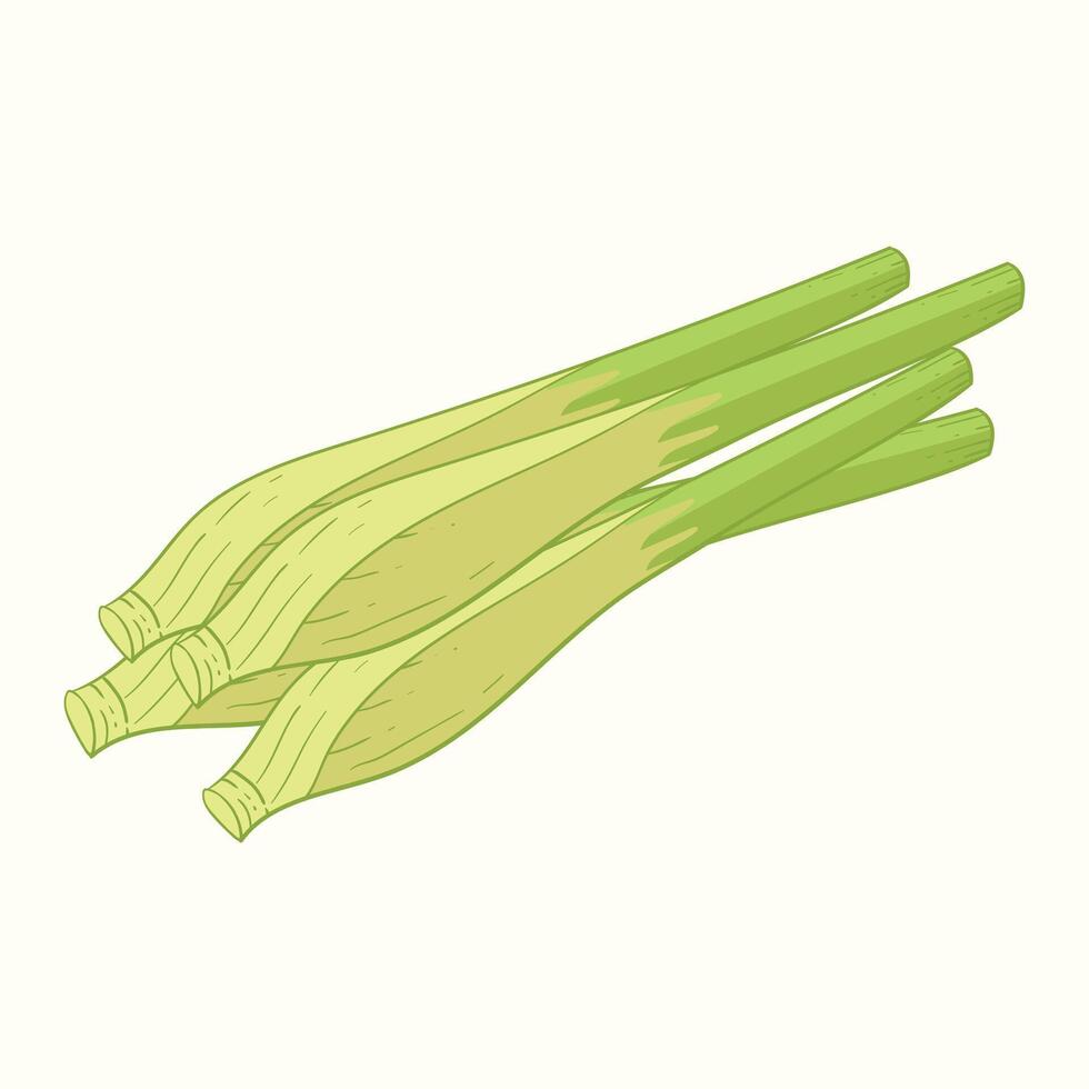 Fresh lemongrass flat design cartoon icon illustration vector
