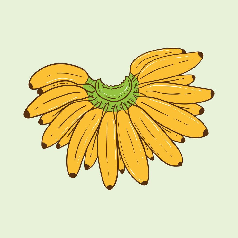 Golden Banana Fruit Flat Design Cartoon Illustration vector