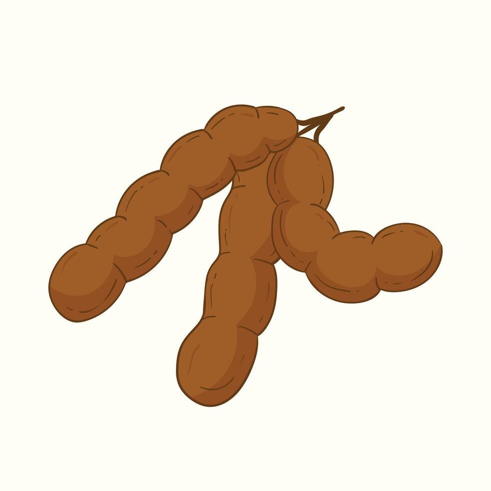 Tamarind flat design cartoon icon illustration vector