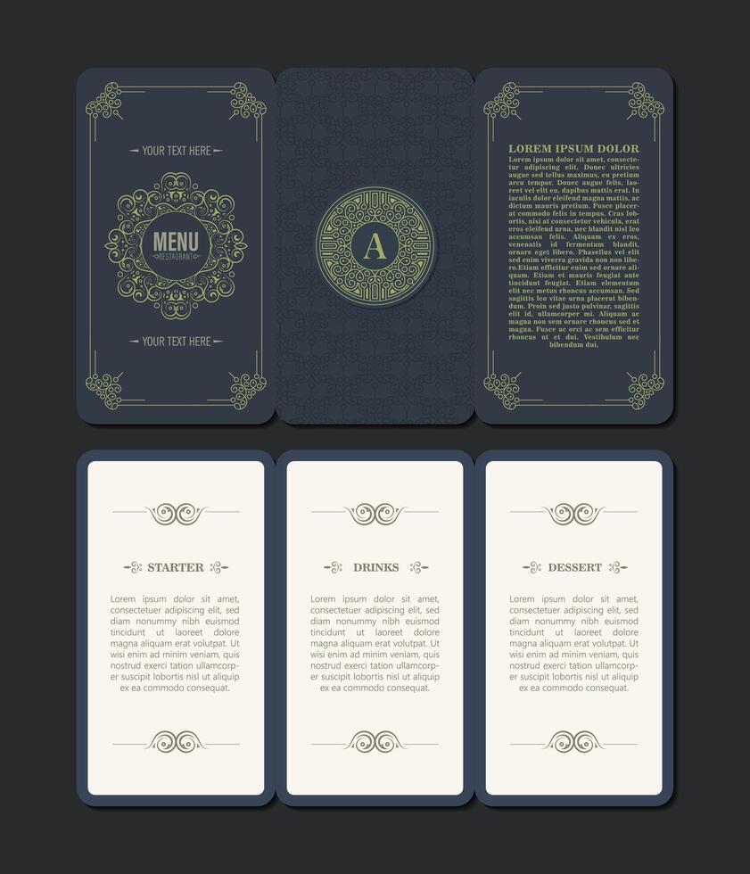 creative Menu Layout with ornamental Elements. vector