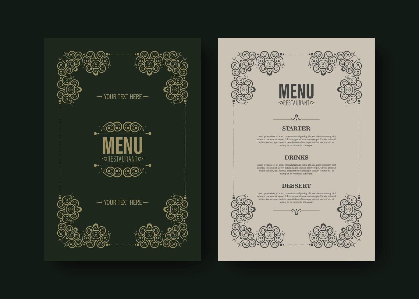 retro Menu Layout with ornamental Elements vector