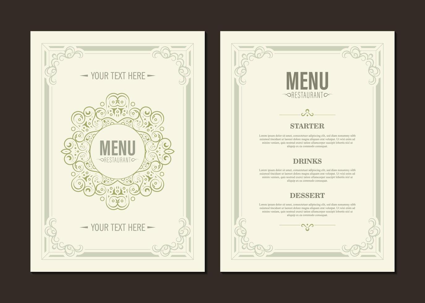 Menu Layout with ornamental Elements template vector