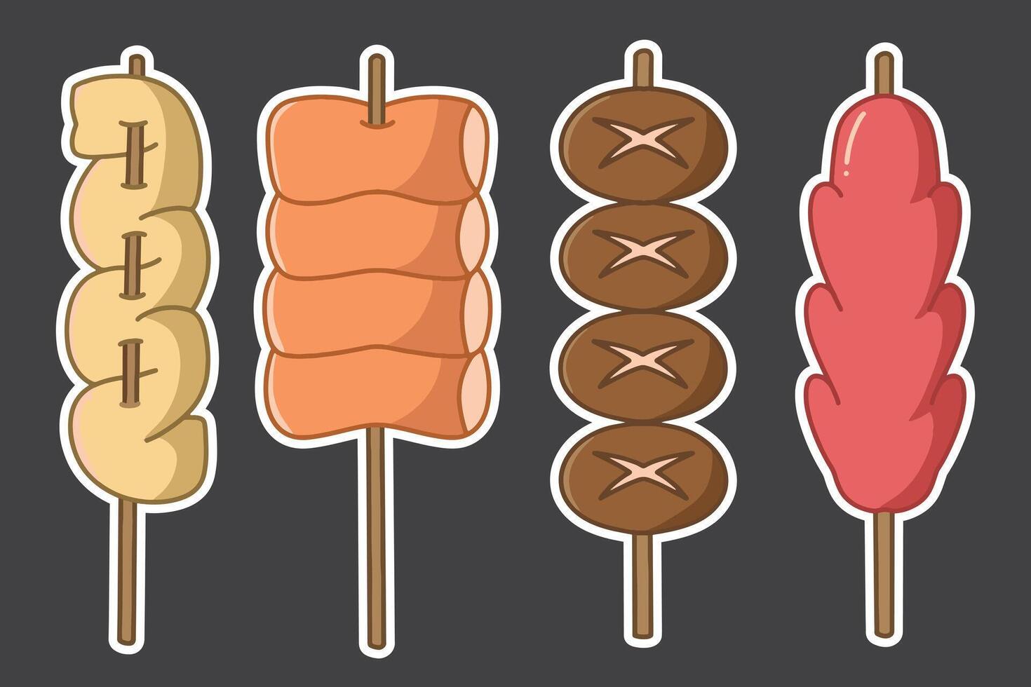 set of korean food good for sticker, badge, element design, icon, print design, etc vector