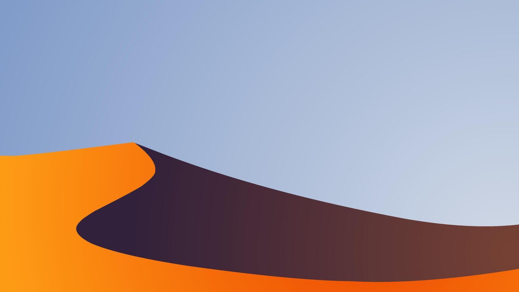Landscape scenery of sand desert with dunes. Panoramic view of sahara desert at noon with sun and towering dune. Illustration of scenic arid desert with hot weather vector
