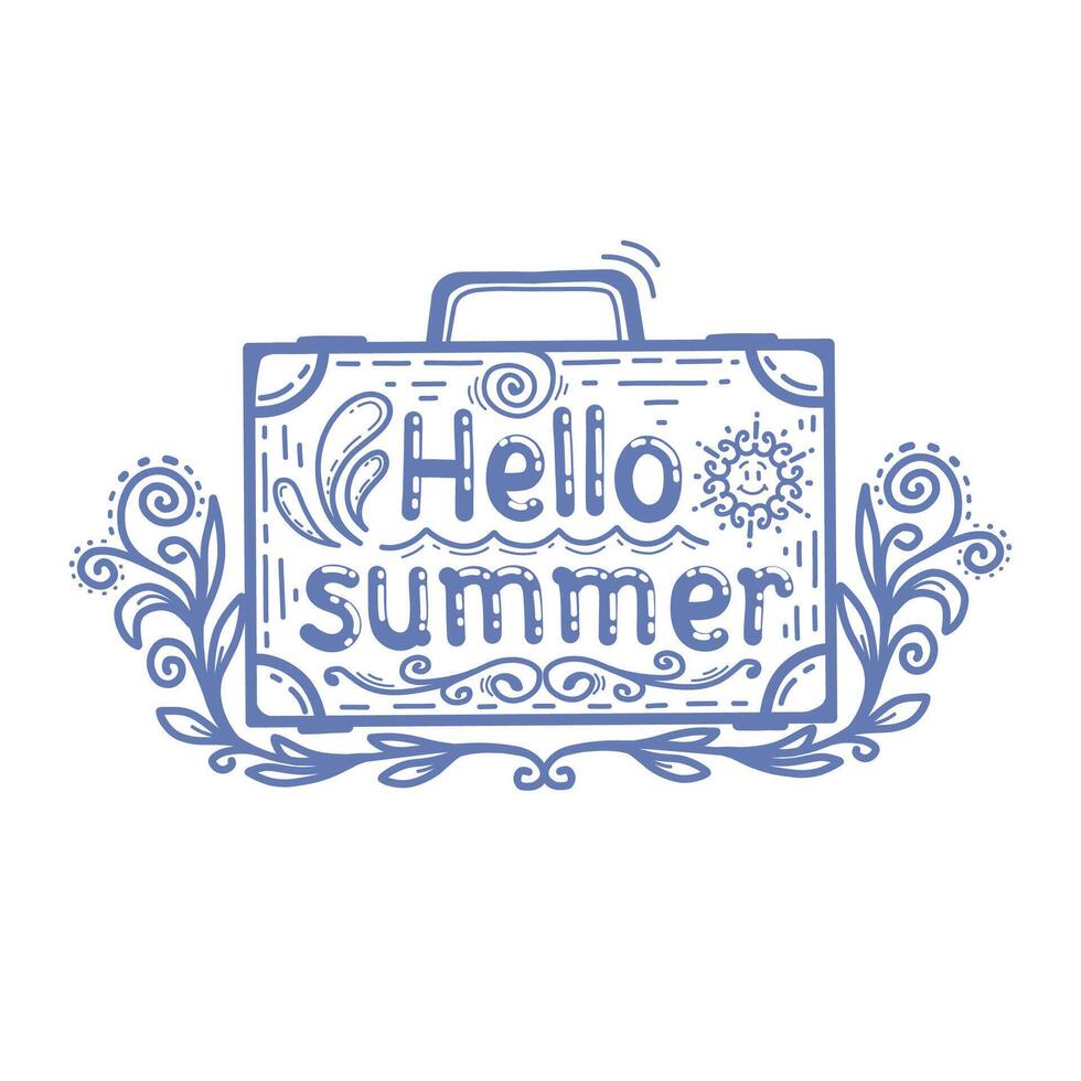 Suitcase for travel. Hello summer. vector