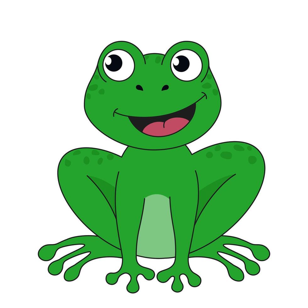 smiling green frog vector