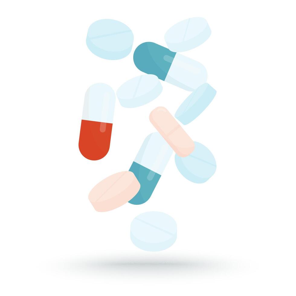 falling pills illustration vector