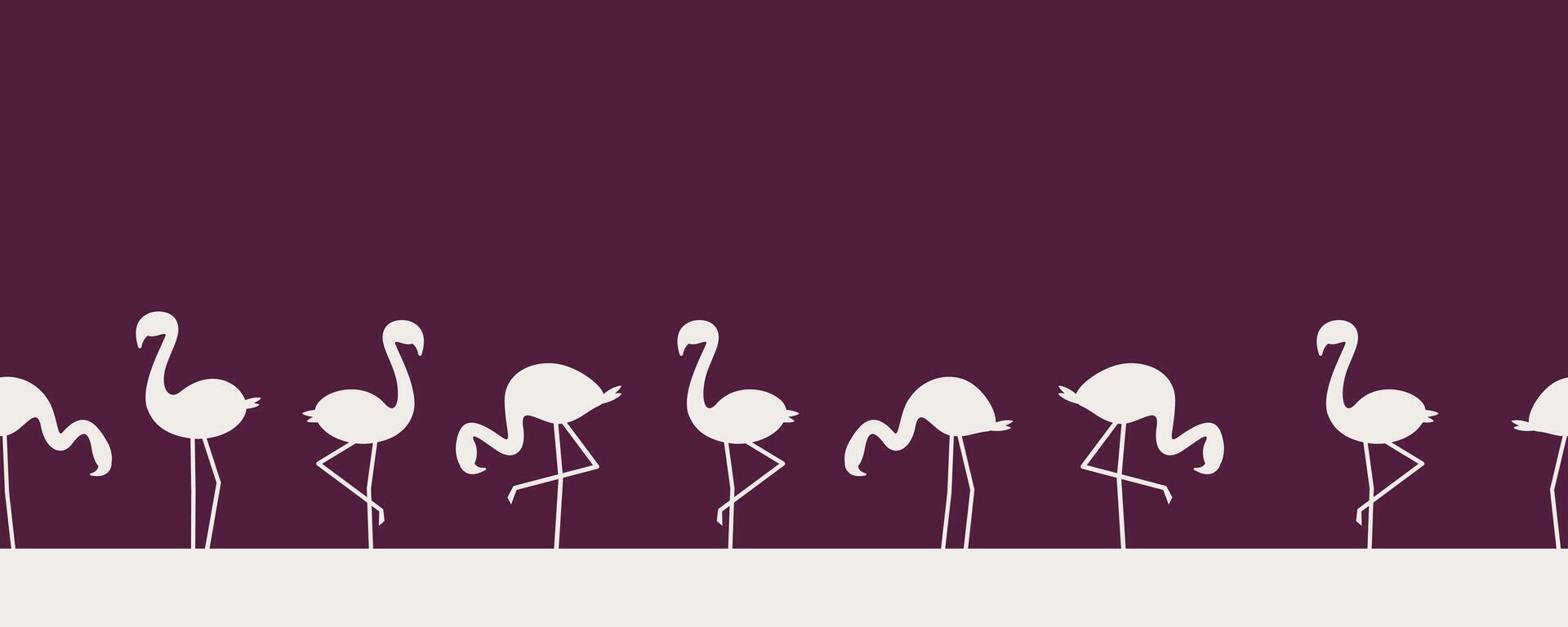 flamingo silhouettes border vector