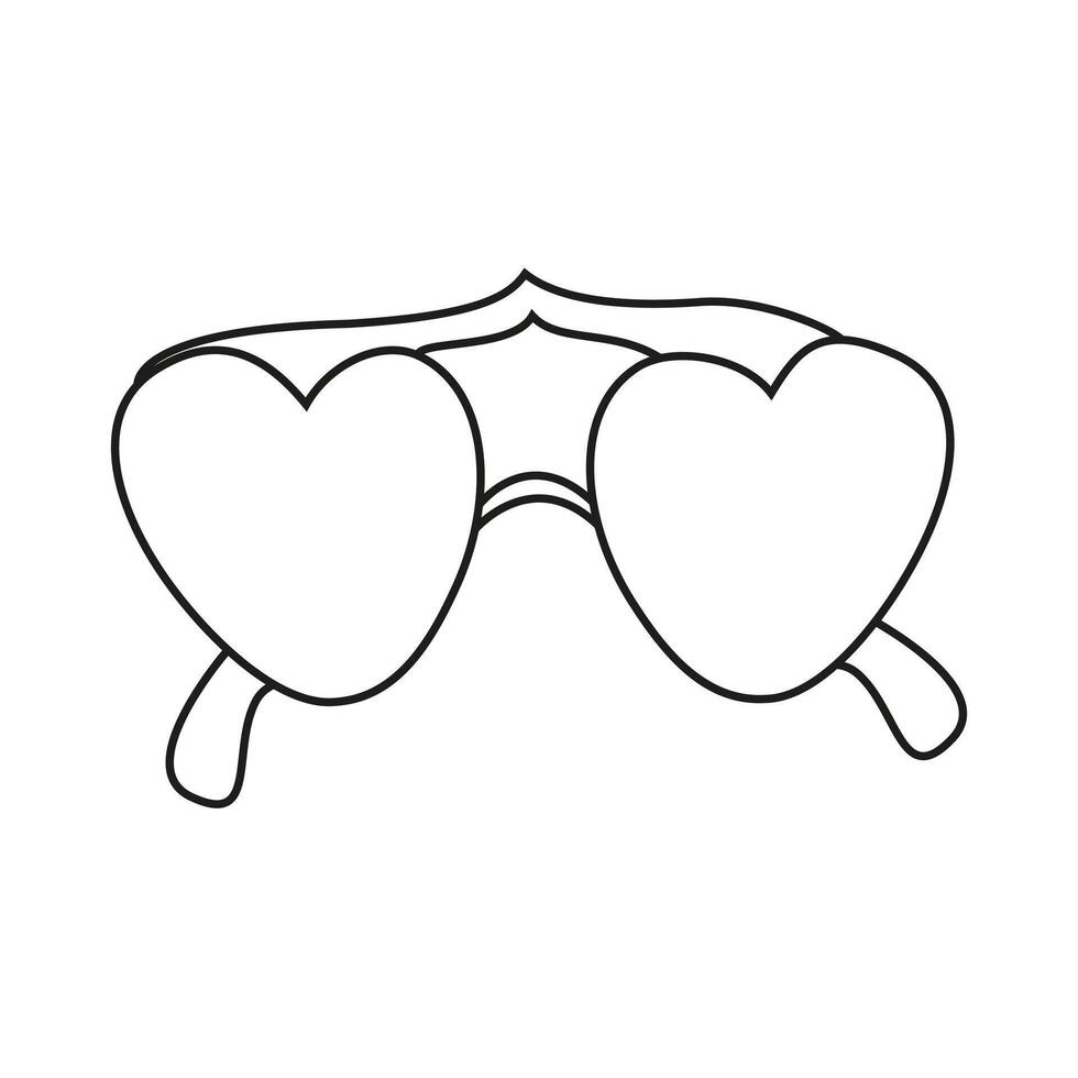illustration of heart-shaped sunglasses in doodle style. Summer accessory. Beach vacation concept. vector
