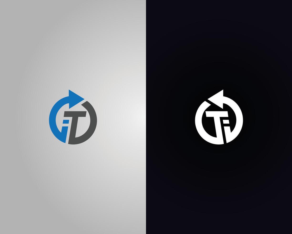 TI or TI Letter Logo with Circle Arrow Symbol Design Template. vector