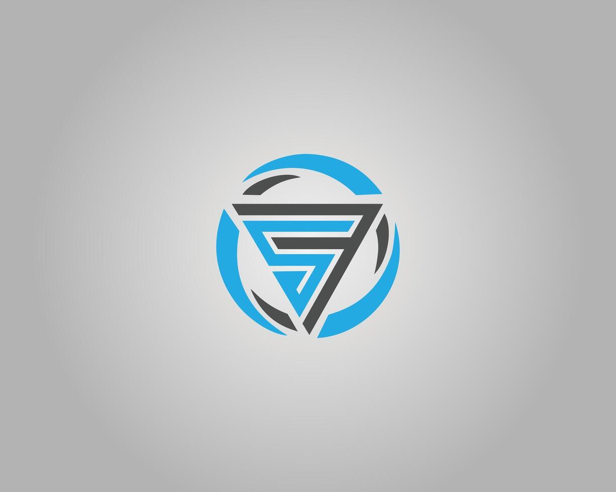 Letter SF or FS Abstract Logo Design with Triangle and Circle Elements Template. vector