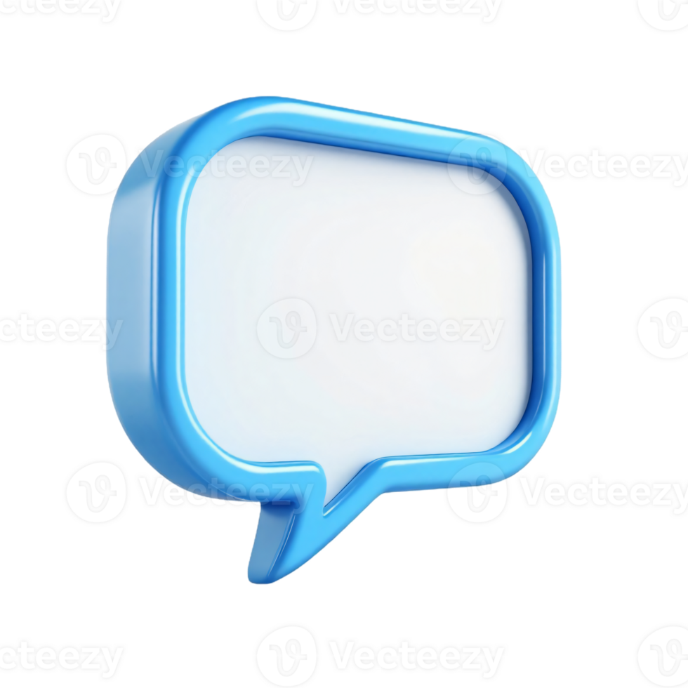 3D Render of a Blue Speech Bubble for Communication and Messaging png