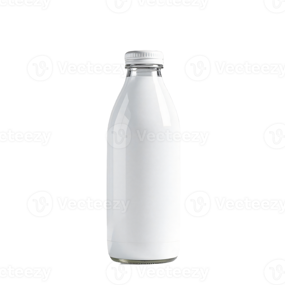 Glass Bottle of Milk, Dairy Product, White Label, Fresh Milk, Dietary Product on Transparant Background png