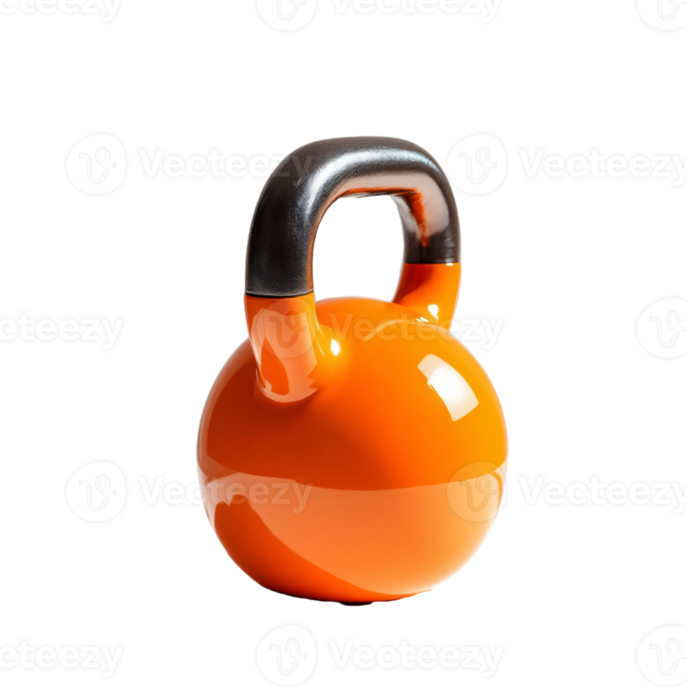 Vibrant Orange Kettlebell Fitness Equipment on Transparant Background png