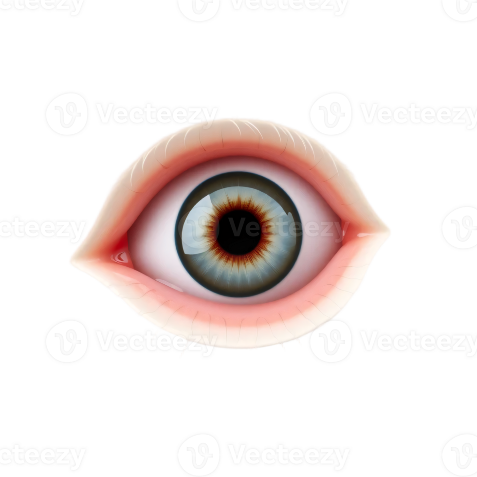 Close-up of a Realistic Human Eye, Detailed Iris, Intriguing Gaze, Digital Art, Visual Masterpiece png