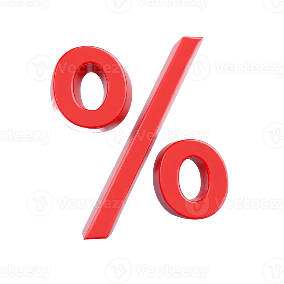 3d sign percent discount on isolated background. Voucher gift. illustration png