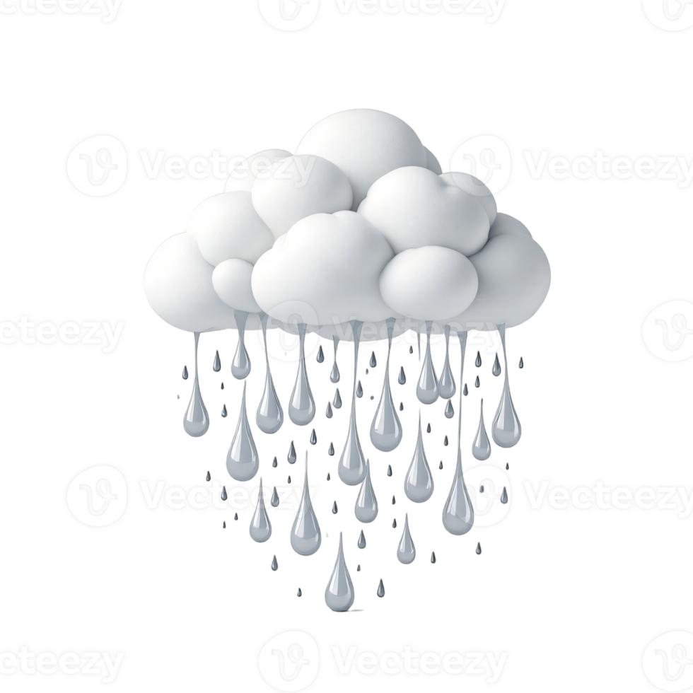 White clouds, fog sign, day and night. Rain 3D for forecast design. 3D Web Illustrations. png