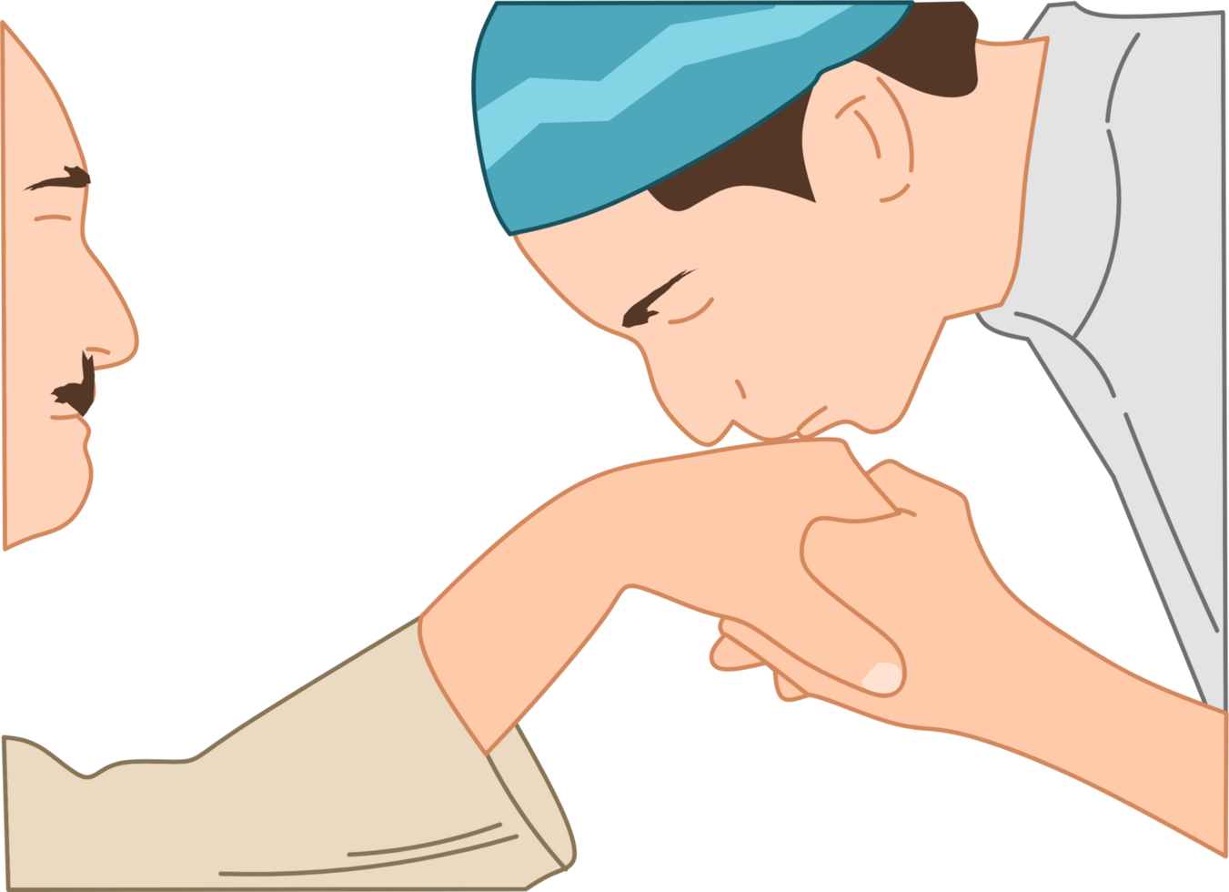 Shaking hands with parents during Eid clipart illustration png