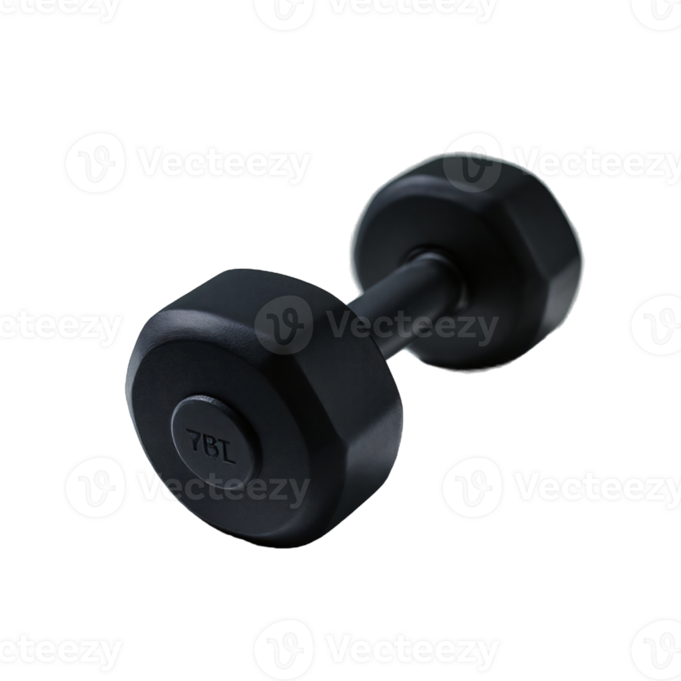 Seven Pound Black Hex Dumbbell for Fitness on Transparant Background png