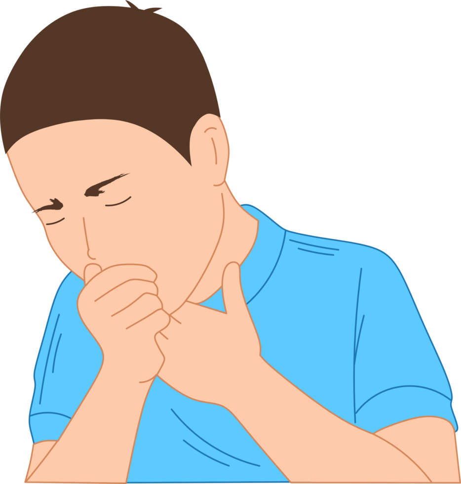 Boy has a cough illustration png