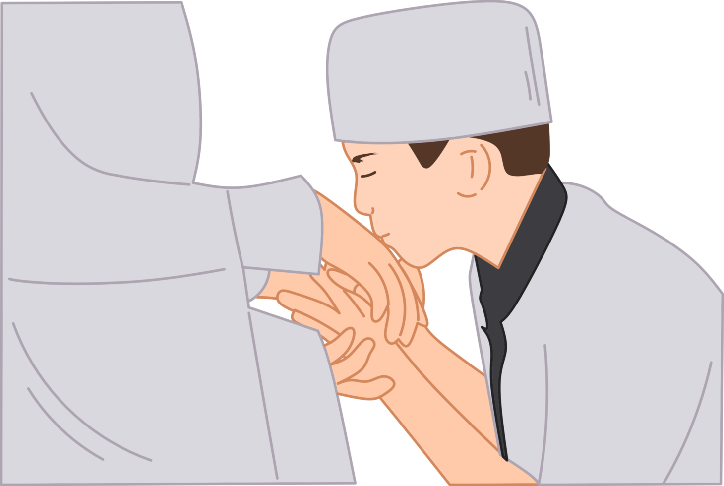 Shaking hands with parents during Eid illustration png