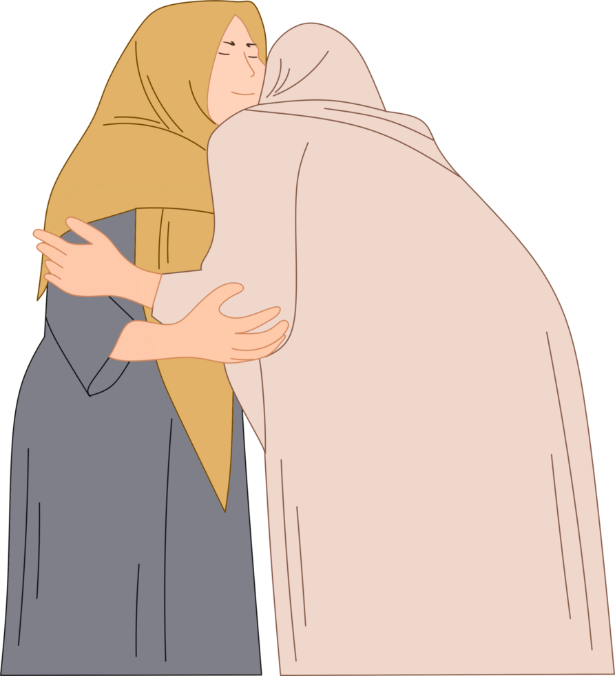 Hugging during Eid illustration design png