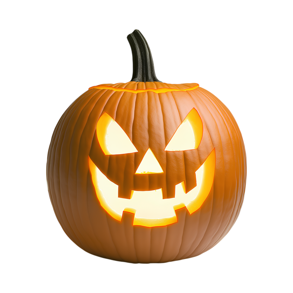 carved pumpkin with glowing face, perfect for Halloween festivities png