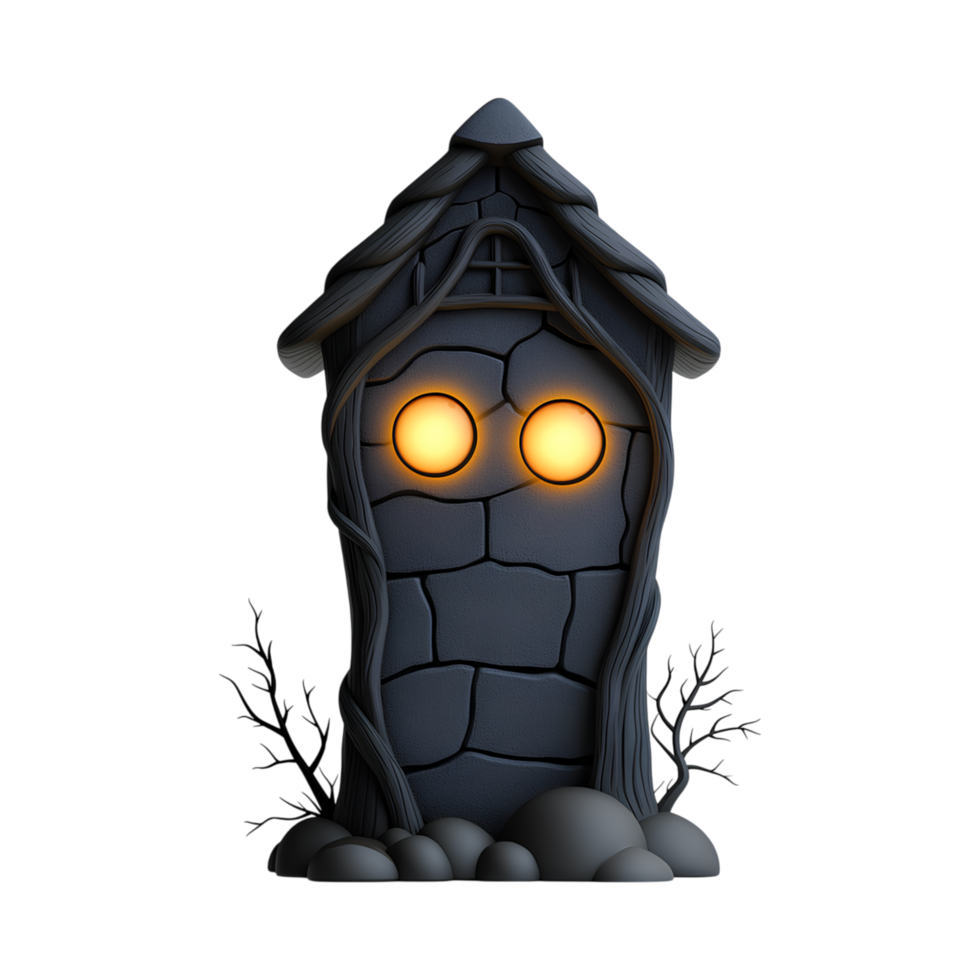 spooky tombstone with glowing eyes and mysterious aura, perfect for Halloween decor png