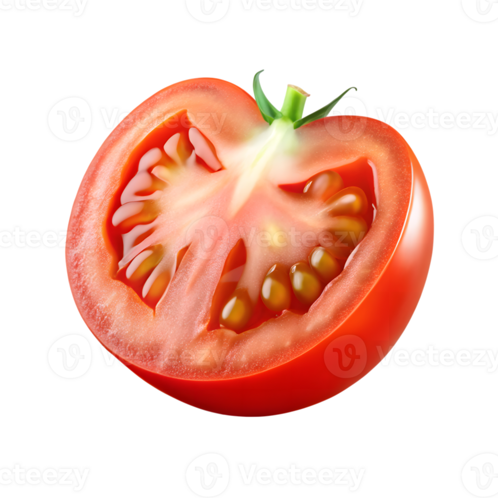 Sliced Red Tomato with Seeds, Transparent Background Food Still Life, Fresh Produce png