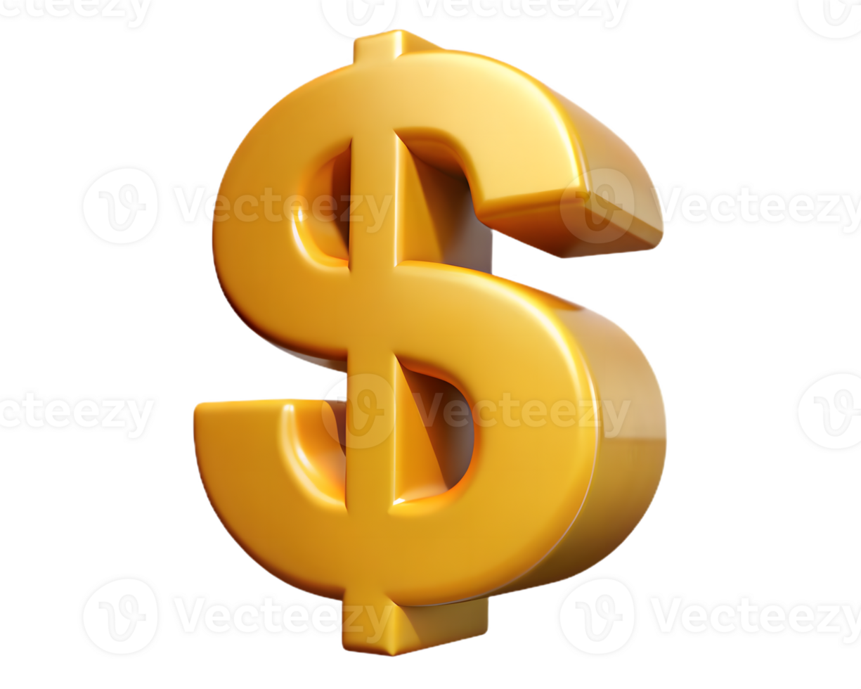 Shiny Golden Dollar Sign Symbol, Transparent Background, Wealth and Money, Finance Icon png