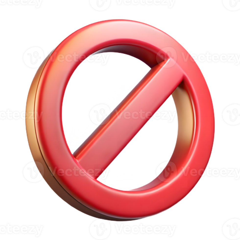 Glossy Red Circle with a Line Through on Transparent Background Prohibition Symbol png