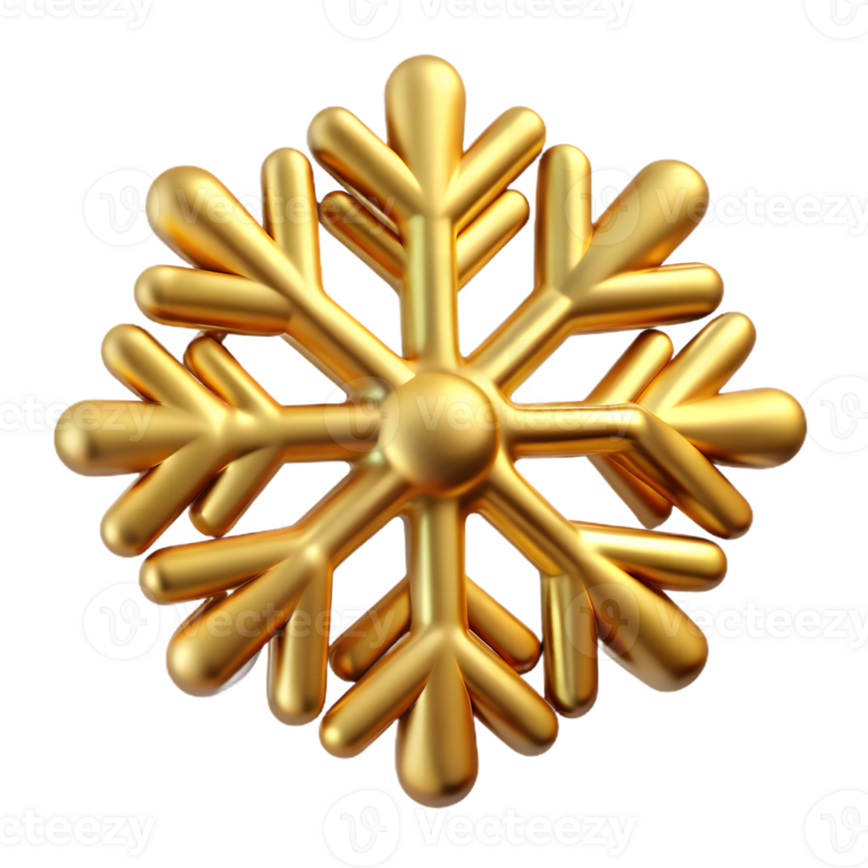 Golden Snowflake Design with Transparent Background for Christmas or Winter png
