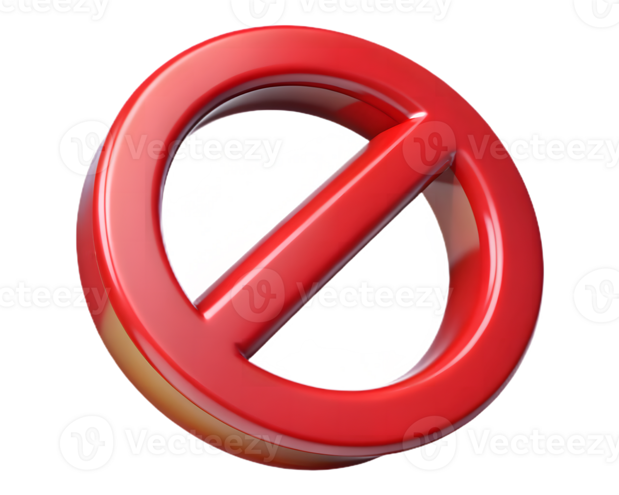 Glossy Red No Sign Transparent Symbol Featuring a Bold Circular and Diagonal Bar Design png