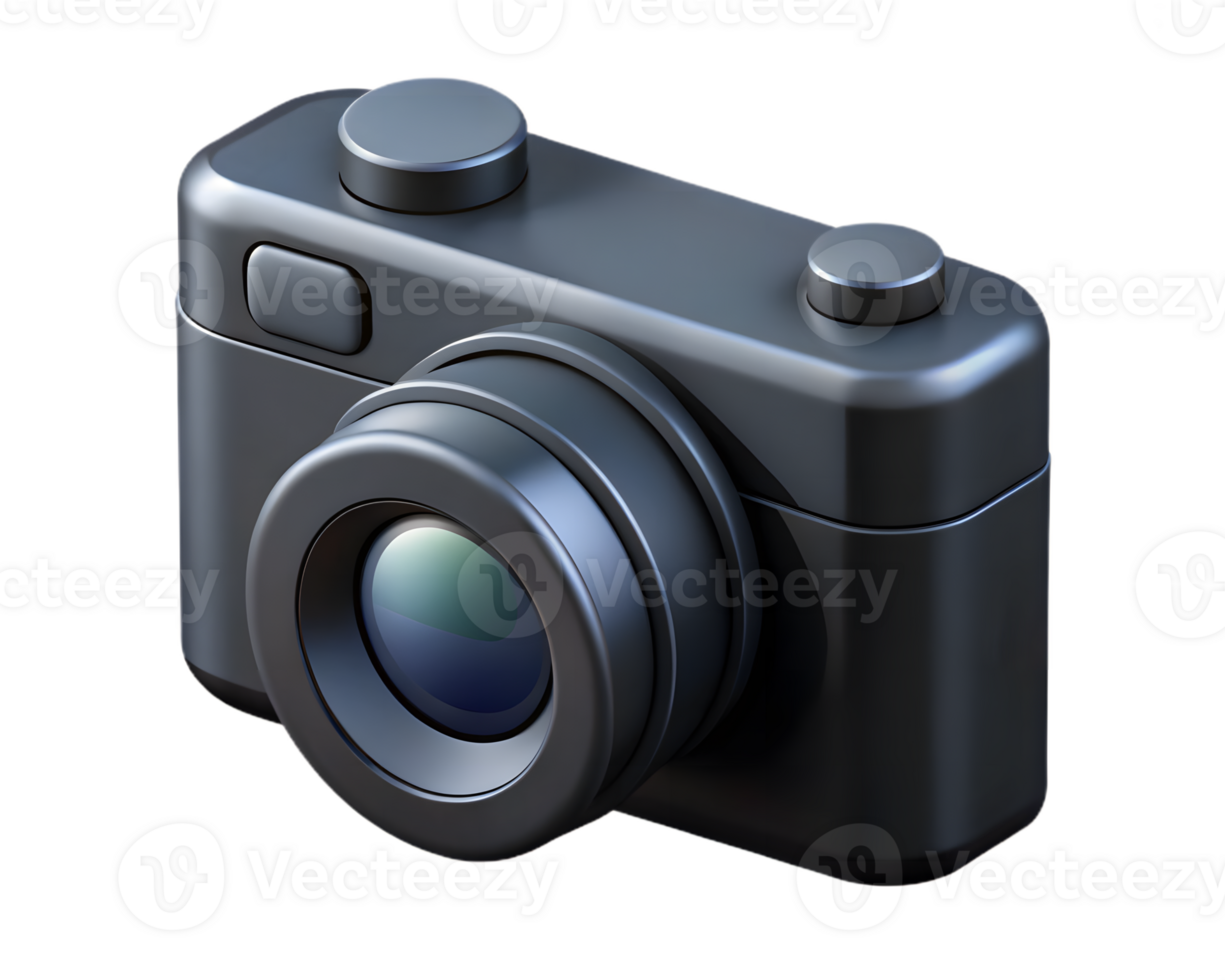 Realistic 3D Render of Compact Digital Camera on Transparent Background png