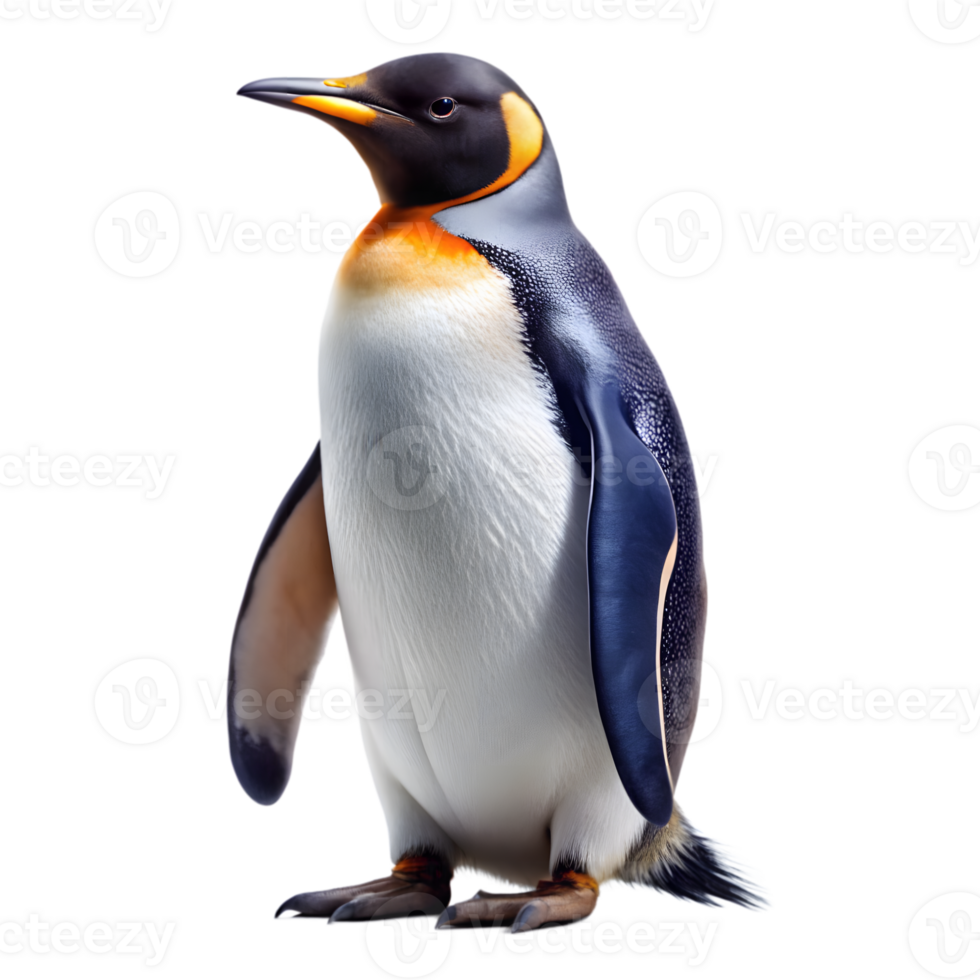 King Penguin Portrait Isolated on Transparent Background, Side View, Wildlife Animal png