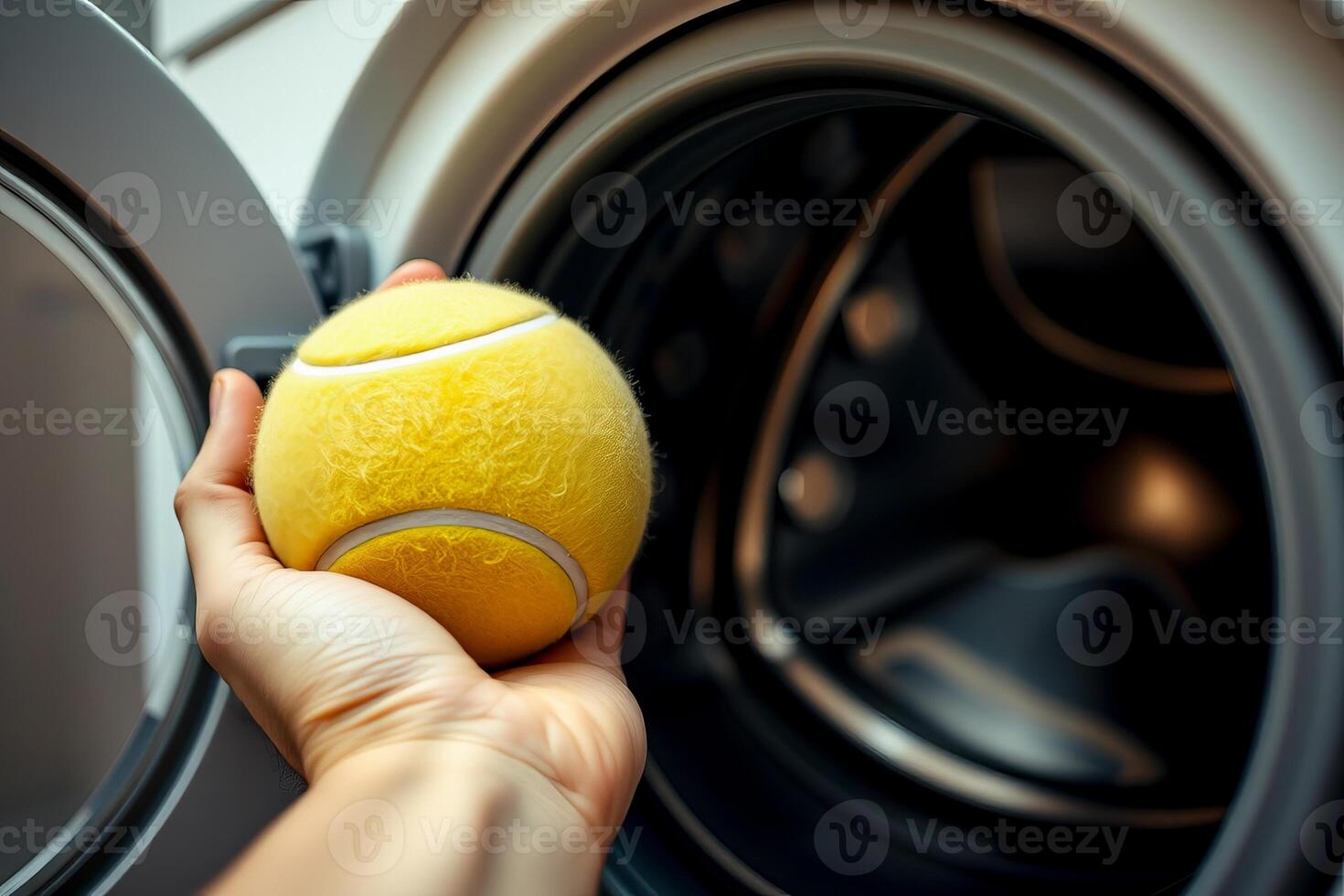 Putting a Tennis Ball in a Washing Machine photo