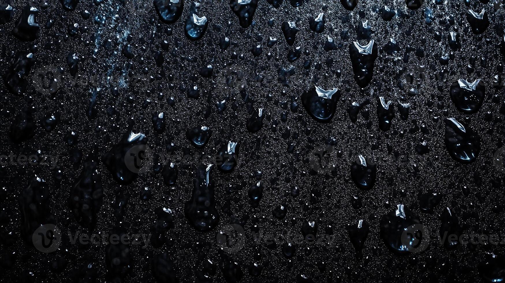 Close-Up of Water Droplets on Dark Surface. Abstract Macro Texture photo