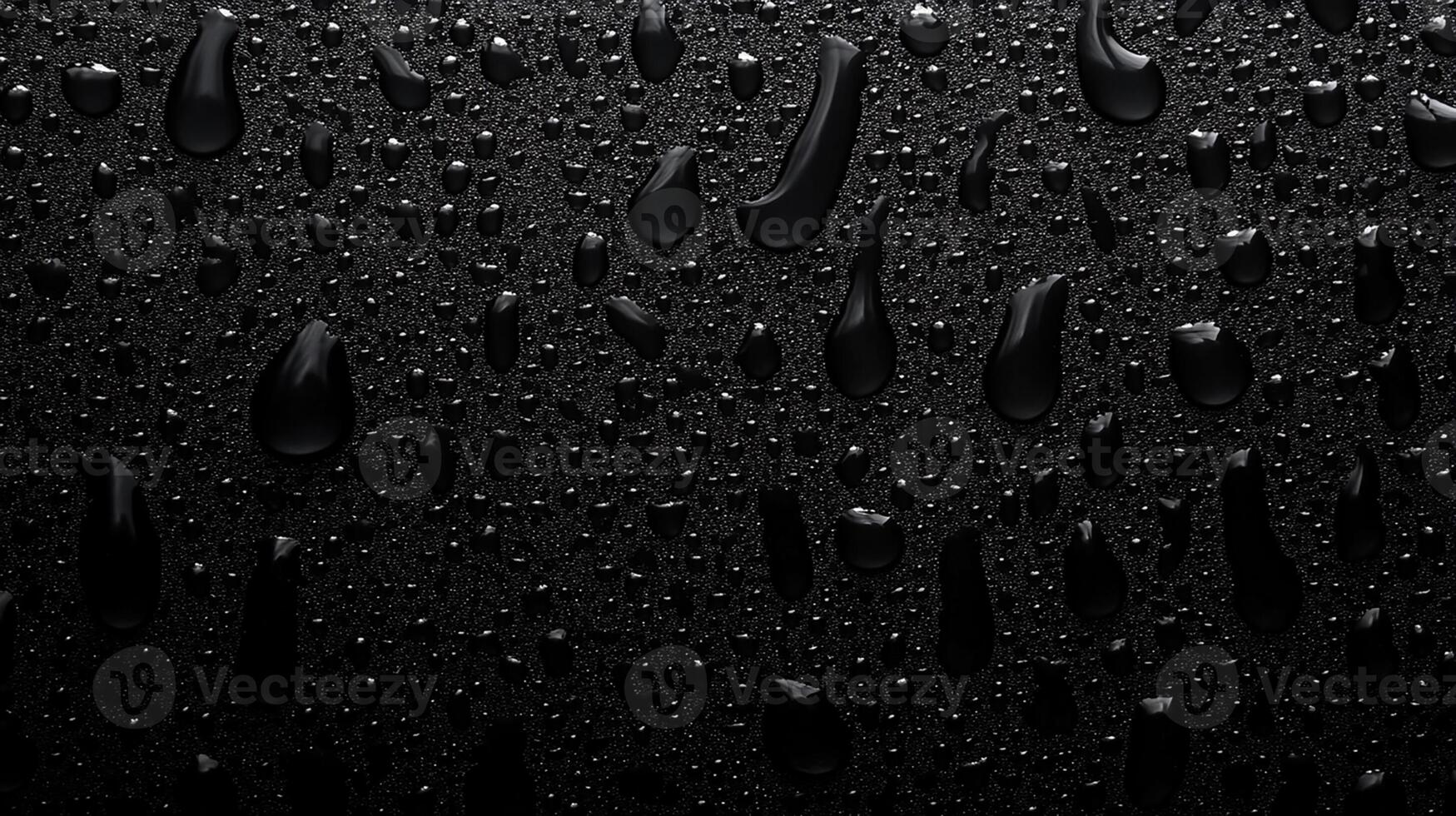 Black Water Droplets on Dark Surface. Macro Abstract Texture photo