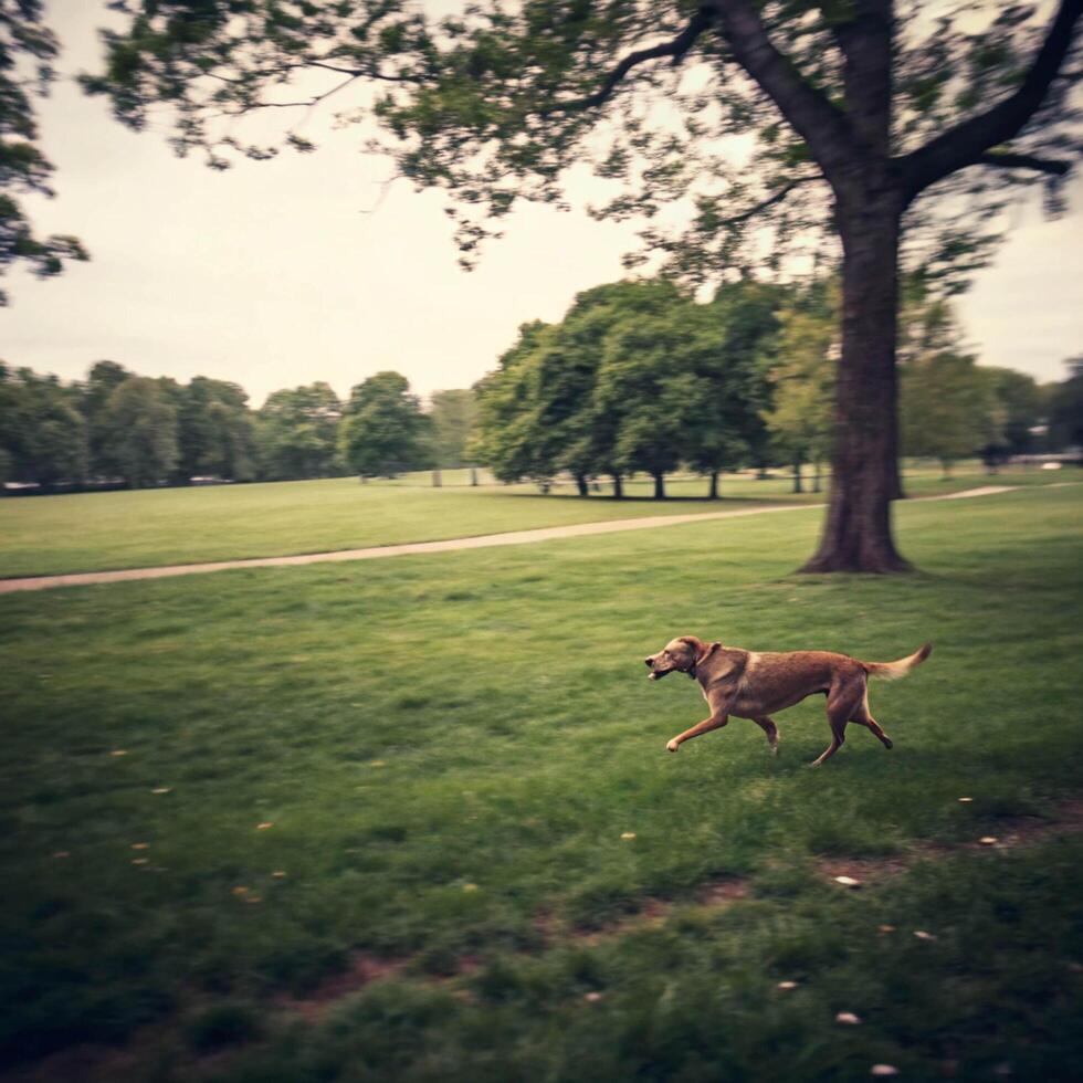A dog running in a field photo