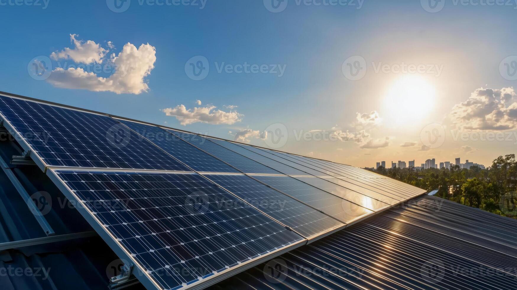 Solar Panels at Sunset photo