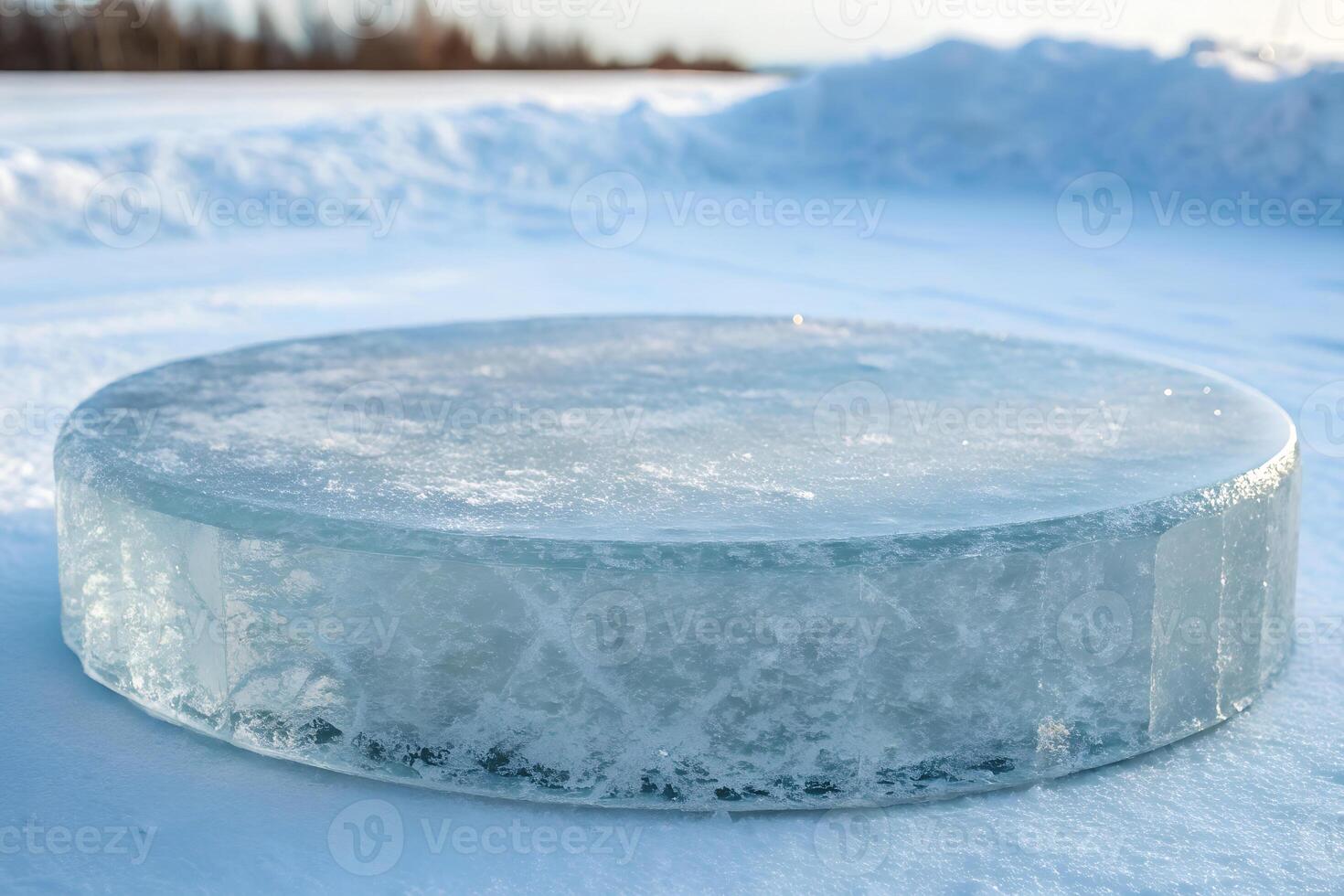 Reflective Ice Platform with Frosty Finish, isolated on a white background photo