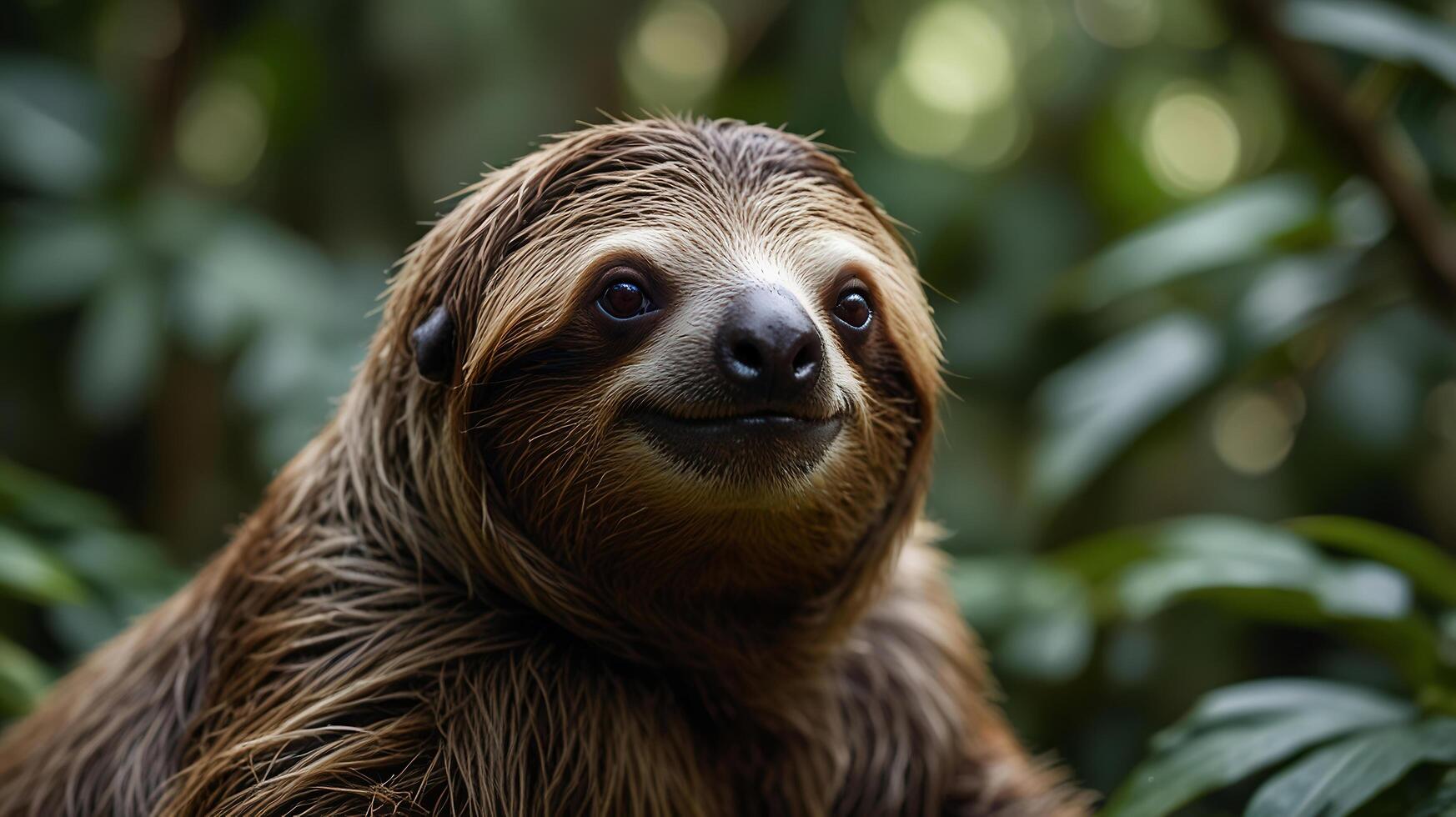 Sloth sitting in the jungle habitat photo