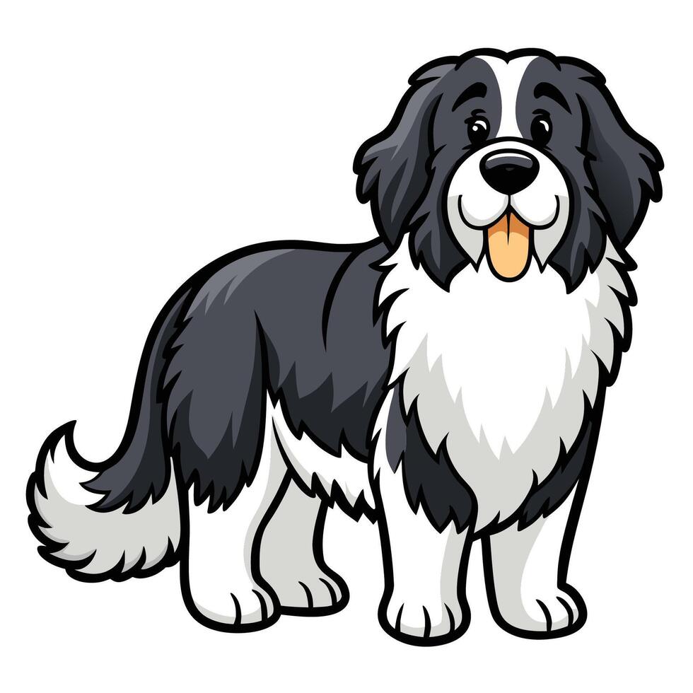Easy to Color Cartoon Illustration of a Newfoundland Dog vector