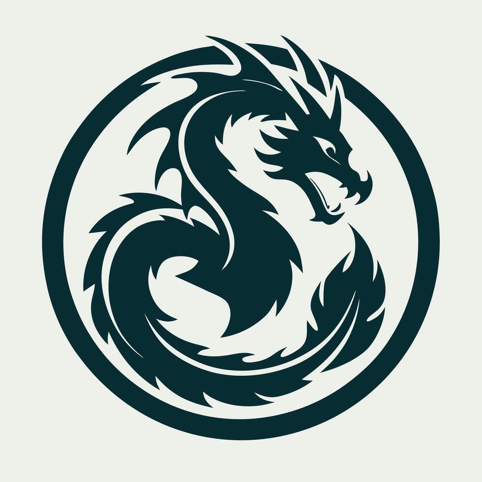 Majestic Dragon Encircled in a Minimalist Logo vector