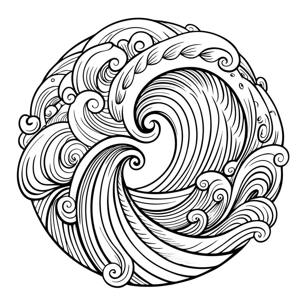 Intricate Line Art of an Abstract Scrolling Wave for Backgrounds vector