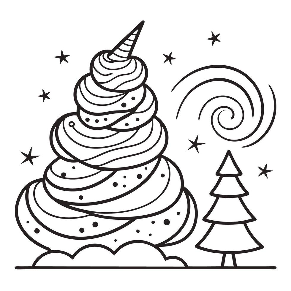 Stormy Christmas Art with Line Drawings A Festive and Atmospheric Scene vector