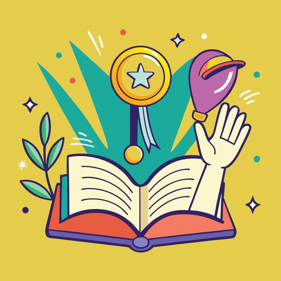 Triumphant Doodles Celebrated with a Winner s Medal in Hand vector